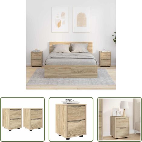 Holz Nachttisch - Nachttische 2 pcs Sonoma-Eiche 30,5 x 30 x 43 cm Holzwerkstoff (1/5)
