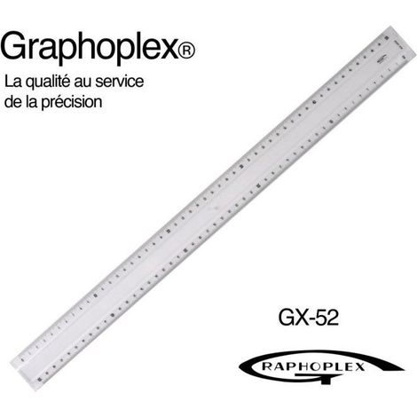 Graphoplex - Règle transparente 2 biseaux + bosselage 50 cm