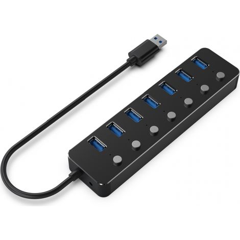 Gembird Concentrador UHB-U3P7P-01 de 7 puertos USB 3.1 (Gen 1) con interruptores, negro (1/5)