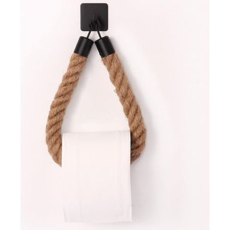 Toilet Paper Holder, Hemp Rope Towel Holder for Bathroom and Kitchen, Bathroom Paper Holder, Toilet Towel Roll Holder (Black 3)