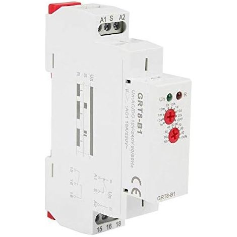 Verzögerungsrelais – GRT8-B1 AC/DC 12–240 V Multifunktions-Zeitverzögerungsrelais, Mini-Zeitverzögerungsrelais – M1 DIN-Schienenmontage, 10 Funktionen, LED-Anzeigen für Industrieanlagen (1/5)