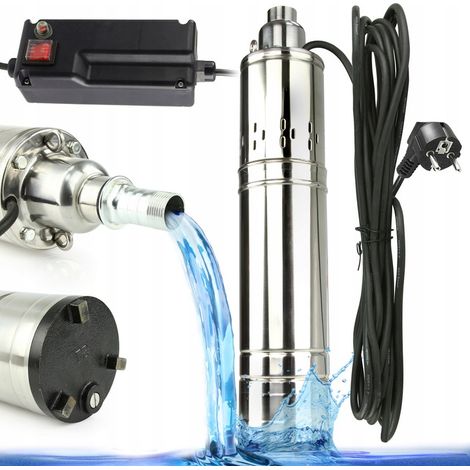 Pompa per acqua pulita profonda per pozzi, efficiente, POTENTE, in acciaio, 4" CAL, fusibile (1/5)