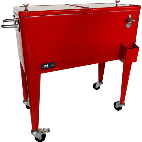 Axi Retro Cooler Rouge  Réfrigérateur De Boissons Mobile Pour L'Extérieur / Le Jardin  Glacière 76 Litre