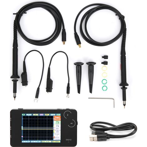Oscilloscope numérique portable DS212 pour mesure fréquence, période et rapport cyclique de signal, appareil de test électronique de poche (1/5)