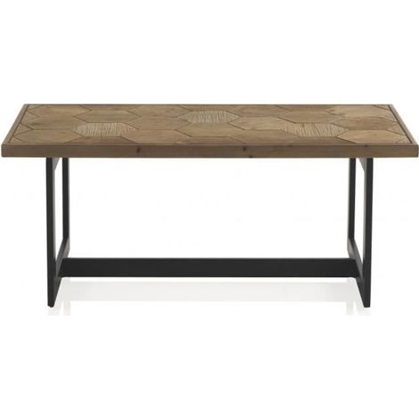 Table basse en bois de sapin naturel et métal coloris noir - Longueur 123 x Hauteur 50 x Largeur 60 cm -JUANIO (1/4)