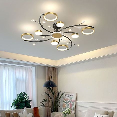 Lustre encastré moderne, éclairage tricolore, plafonnier LED en cristal, luminaire décoratif, éclairage pour salon et couloir.