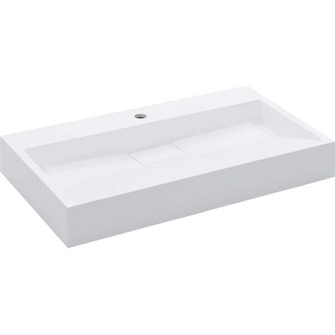 Waschbecken/Waschmuschel/Waschtisch 80 x 46 x 11 cm Mineralguss/Marmorguss Weiß (1/5)
