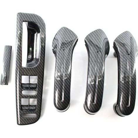Voiture Carbon Grain Master Fenêtre Interrupteur Panneau De Commande Garniture Lunette + 3 Poignée De Porte Intérieure Ensemble pour VW Jetta Golf MK4 1999-2004 - Carbone (1/5)