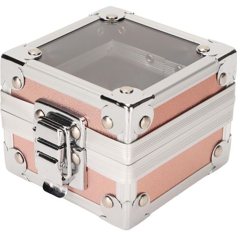 Porte-embouts de perceuse à ongles 25 trous, 3 couches d'éponge, couvercle transparent à rabat, renfort par rivets, anti-poussière, doré (1/5)