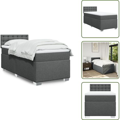 Boxspringbett mit Matratze Dunkelgrau 90x200 cm Stoff - Boxspringbett - Doppelbett - Bettsystem - Schlafsofa - Polsterbett (1/5)