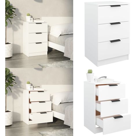Table de chevet Blanc 40x36x65 cm - Table De Chevet - Meuble De Chambre - Table Nuit - Commode - Design Moderne - Home & Living