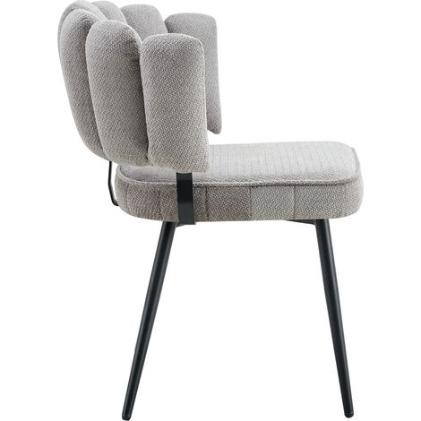 Set de 2 sillas de comedor de terciopelo gris claro con respaldo floral y patas negras (1/5)