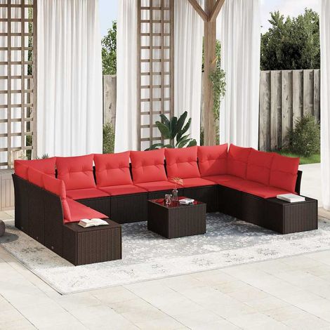 vidaXL Gartensofa-set mit Kissen 11 pcs Braun Poly-Rattan (1/5)