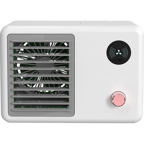 Ventilateur de bureau avec climatiseur, petit ventilateur personnel USB silencieux et brumisateur à 3 vitesses pour la maison ou le bureau. (1/2)