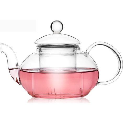 600ML Théière en Verre de Style Classique avec Filtre et Capuchon en Verre Infuseur (1/5)