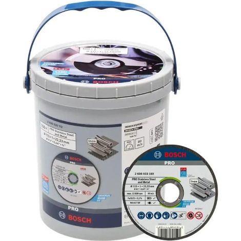 BOSCH 2.608.626.112 (pkt of 100 Cutting disc (Inox) 115mm x 1mm x 22.23mm