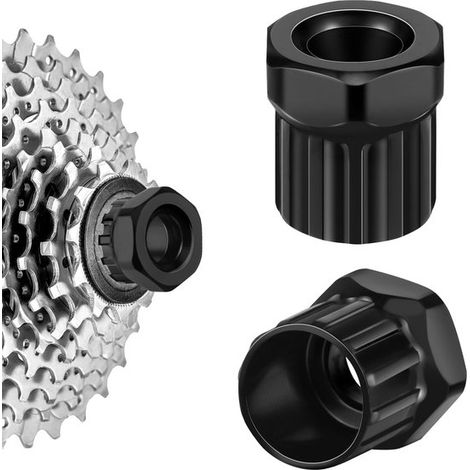 Herramienta de 2 piezas para el anillo de bloqueo del cassette de bicicleta, instalación cassettes componentes bicicletas montaña (negra) (1/5)