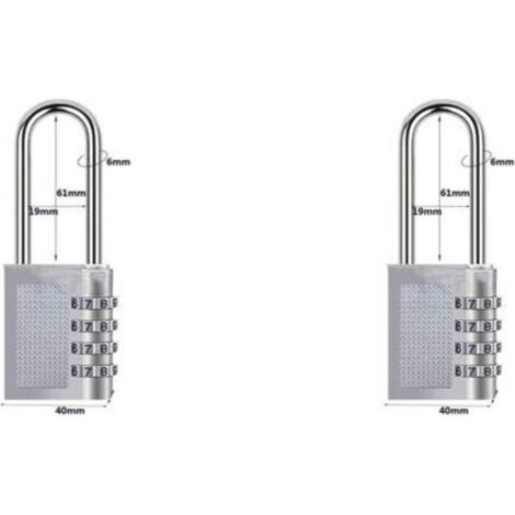 [2 Pièces] 4-Digit Cadenas à Combinaison, Serrure Combinée Imperméabiliser, Métal étanche et Fermoir Combiné en Acier Plaqué (17B-L blanc électrique)