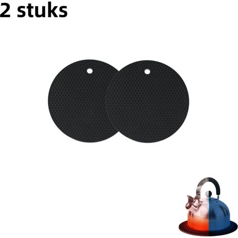 Lot de 2 sets de table en silicone alvéolé diamètre 18 cm résistants à la chaleur antidérapants et faciles à nettoyer pour protéger la table et le plan de travail couleur noire (1/5)