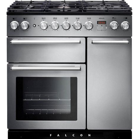 Piano de cuisson gaz 140L 5 feux inox/chrome – Four électrique multifonction A – Nettoyage catalytique – NEX90DFSSCEU – Falcon (1/2)