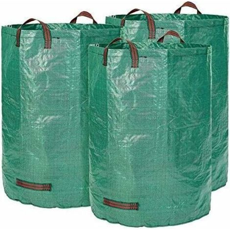 3 sacs de jardin Premium XXL - Sacs de déchets de jardin stables en polypropylène extrêmement robuste (PP) 150gsm - Sacs à feuilles autoportants et pliants (1/4)
