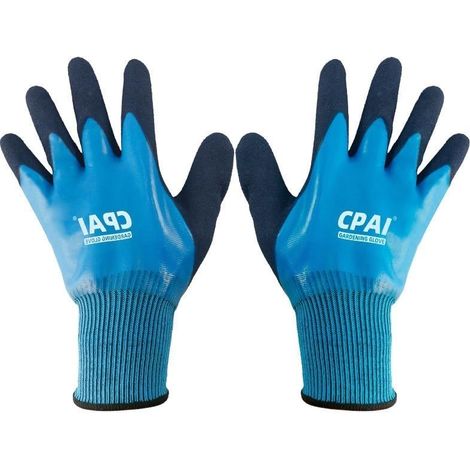 Gants de jardinage imperméables (lot de 2 paires), gants enduits de latex résistants à la perforation pour le jardinage et la plage (bleus) (1/5)