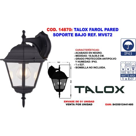 Lanterna Talox Supporto a parete basso Rif. MV672