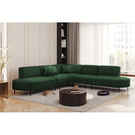 Ecksofa Designersofa VALENCIA Stoff Noel Dunkelgrün Universal (1/2)