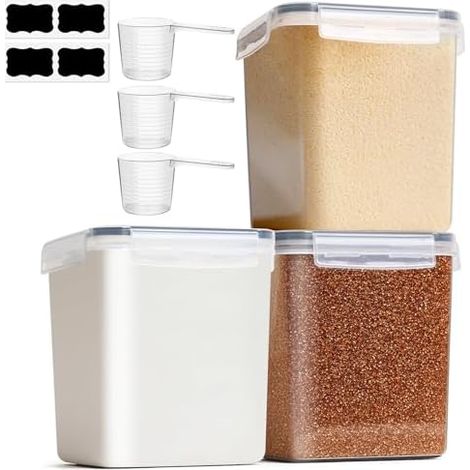 ComSaf Mehl Aufbewahrung 2.5L 3Pcs, Vorratsdosen mit Deckel luftdicht, Vorratsbehälter, luftdichte Aufbewahrungsbox, Aufbewahrungsdosen Küche, Lebensmittelaufbewahrung für Mehl, Reis, Müsl, Mandelmehl (1/5)