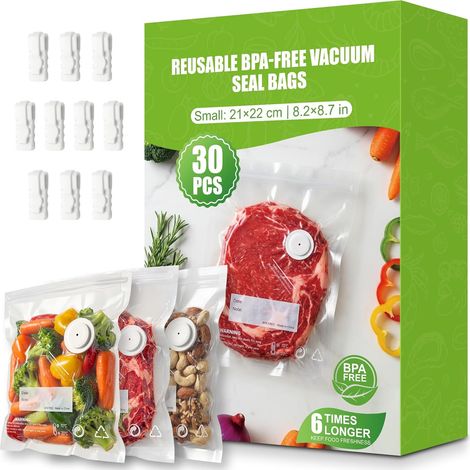 Sac Sous Vide Alimentaire Réutilisable avec Valve d’Air (1/5)