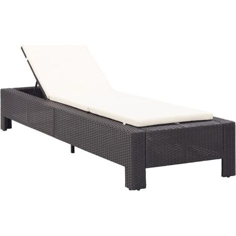 Transat en résine tressée avec coussin, Noir (1/5)