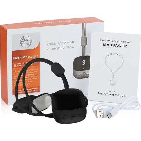 Appareil de massage cervical et dorsal TENS+EMS à microcourant, 4 modes, portable, avec compresse chaude pour les épaules et la nuque-AquaForge