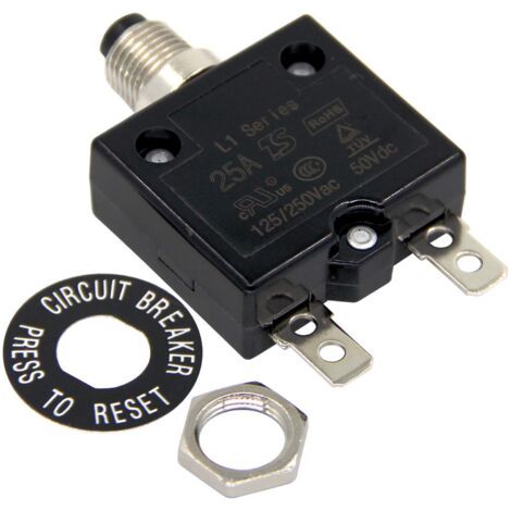 25A Schutzschalter Thermischer Rückstellschalter optional, 125-250V AC 50V DC Druckknopf-Schutzschalter zum Schutz vor Stromüberlastung (1/5)