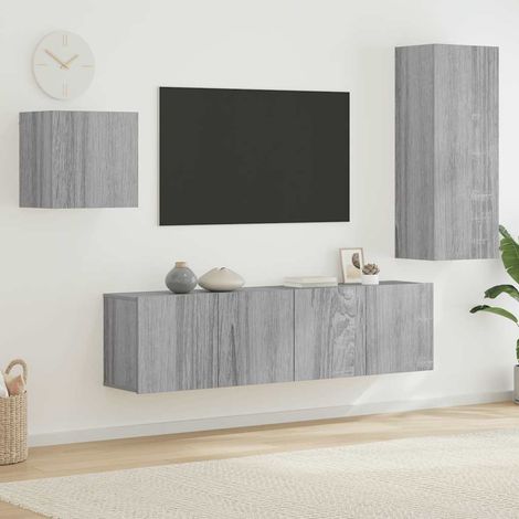 vidaXL 4 Piece TV Wall Units Grey Sonoma Engineered Wood (1/5)