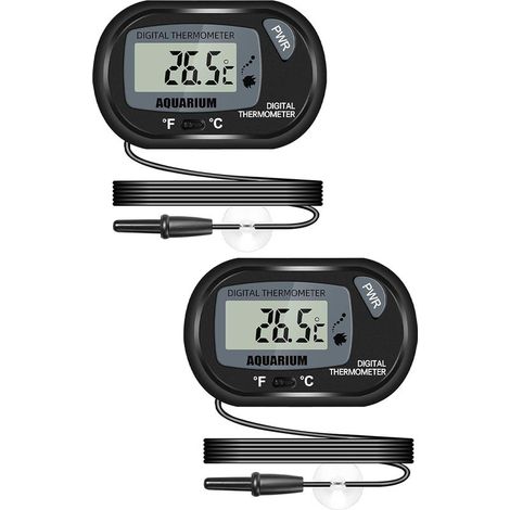 Thermomètre LCD Numérique d'aquarium avec Ventouses et Sonde Étanche pour Aquarium Fish Tank, Vivarium Reptile Terrarium (2PCS) (1/5)