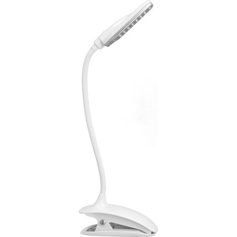 Lampe LED à pince rechargeable USB pour lecture, piano, dortoir, lumière blanche, modèle 189, blanc, avec batterie intégrée (1/5)