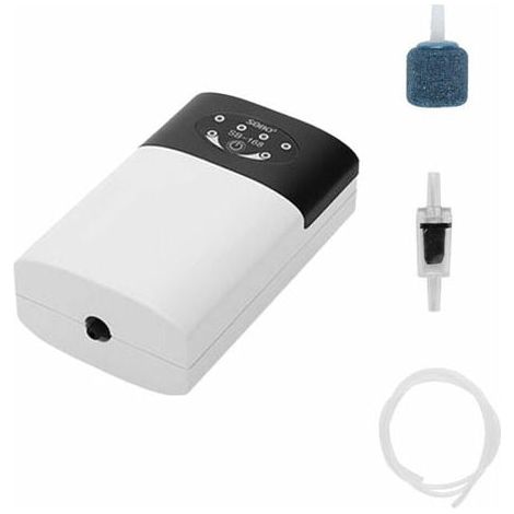 Ulisem Sauerstoffpumpe, Fischtankbelüfter, Aquariumbelüfter, Teichbelüfter, Luftpumpe, USB wiederaufladbar, Angelbelüfter mit Schlauch, Schaumstein, 1, Weiß, 116,84,8 cm (1/3)