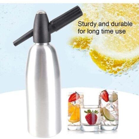 Machine à soda, siphon à soda en aluminium de 1 l, bouteille siphon à soda avec régulateur de pression, machine à eau gazeuse en aluminium pour jus de fruits maison, mojitos, cocktails, boissons FLITI (1/4)