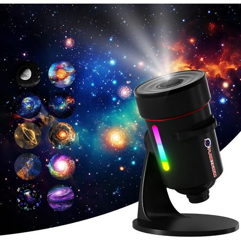 Projecteur Galaxy amélioré avec effets 4K HD, 10 modes nébuleuses réalistes, minuterie automatique et veilleuse 7 couleurs, large couverture du plafond pour (1/5)