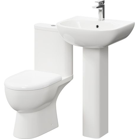 Monza 550mm Full Pedestal Basin and Open Back Toilet Suite (1/5)