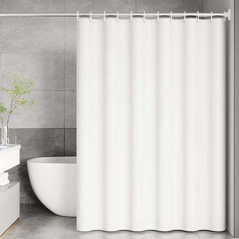 Tenda da doccia antimuffa, 180 x 200 cm, bianca, con 12 ganci, non necessita di foratura, tessuto PEVA impermeabile, lavabile in lavatrice.