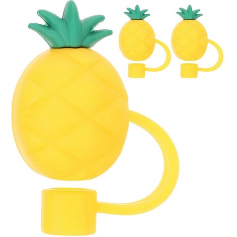Lot de 3 embouts décoratifs pour pailles, protège-pipes et capuchons pour pailles de boisson.-4.00X3.00X1.00CM-Yellow