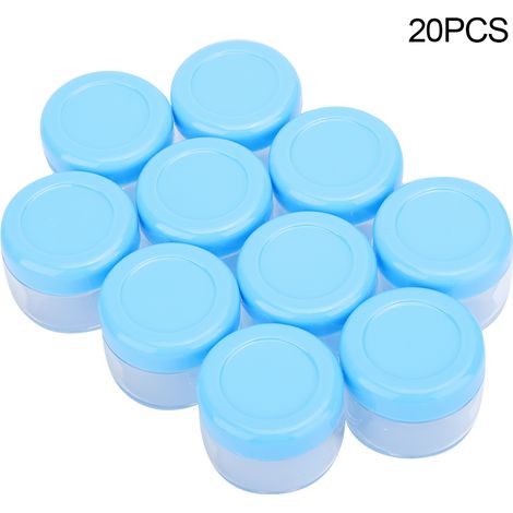 Lot de 20 pots à crème vides rechargeables 15g, flacons DIY hydratants pour gel, bouchon bleu. (1/5)