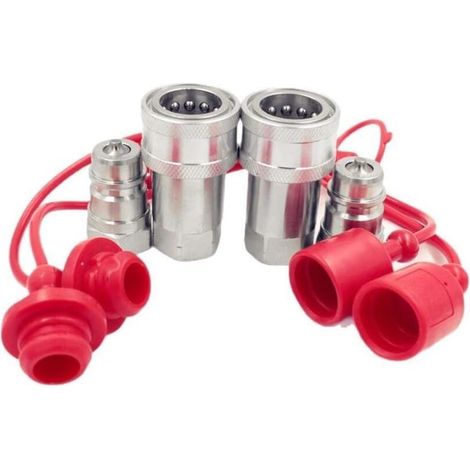 Ensemble de coupleurs hydrauliques avec bouchon anti-poussière en acier au carbone pour une utilisation sûre et efficace du système hydraulique (NPT3/8)