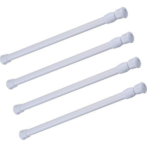Barres de tension extensibles, lot de 4, en acier à ressort réglables pour placard, rideau de douche ou penderie. Largeur extensible de 55 à 90 cm (21,6 à 35,4 pouces). (1/5)