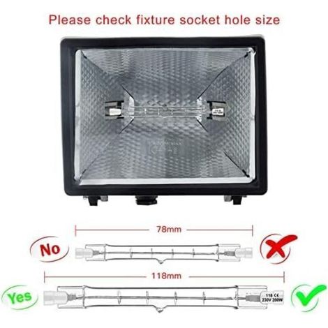 5er-Pack R7S-Halogenlampen, 118 mm, 200 W, 230 V R7S-Halogenstab, 118 mm dimmbare R7S-Halogenstablampe für Gebäudebeleuchtung, Gartenbeleuchtung und Wohnzimmerbeleuchtung (1/5)