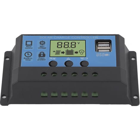 12V/24V 20A PWM-Solarladeregler mit LCD-Bildschirm, zwei USB-Ausgängen und Entladeregler für Haushalt, Industrie und Auto (1/5)