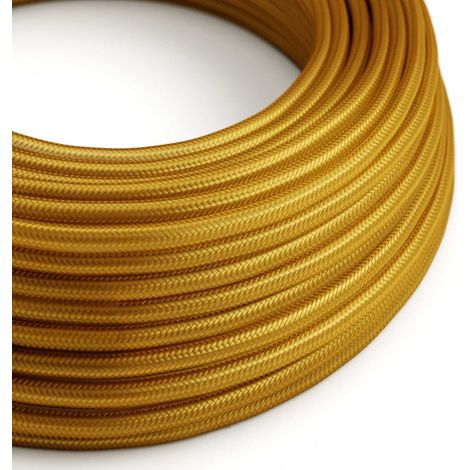 Creative-Cables, cavo elettrico rivestito in tessuto, 2 x 0,75 mm², 50 m, oro RM05, rotondo, effetto seta