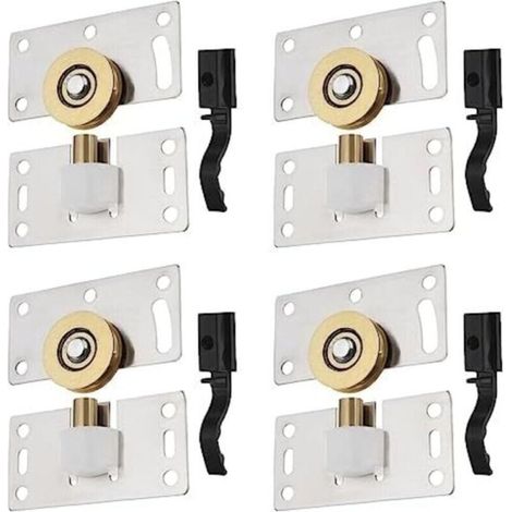4 Sets Edelstahl-Schiebetürrollen, Schiebetürbeschläge für Möbel, Kleiderschränke und Fenster
