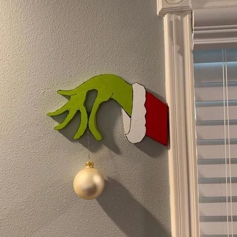 Découpe de main de voleur de Noël Décorations de main de Grinch de voleur de Noël Autocollants muraux de main de voleur Décoration (1/5)